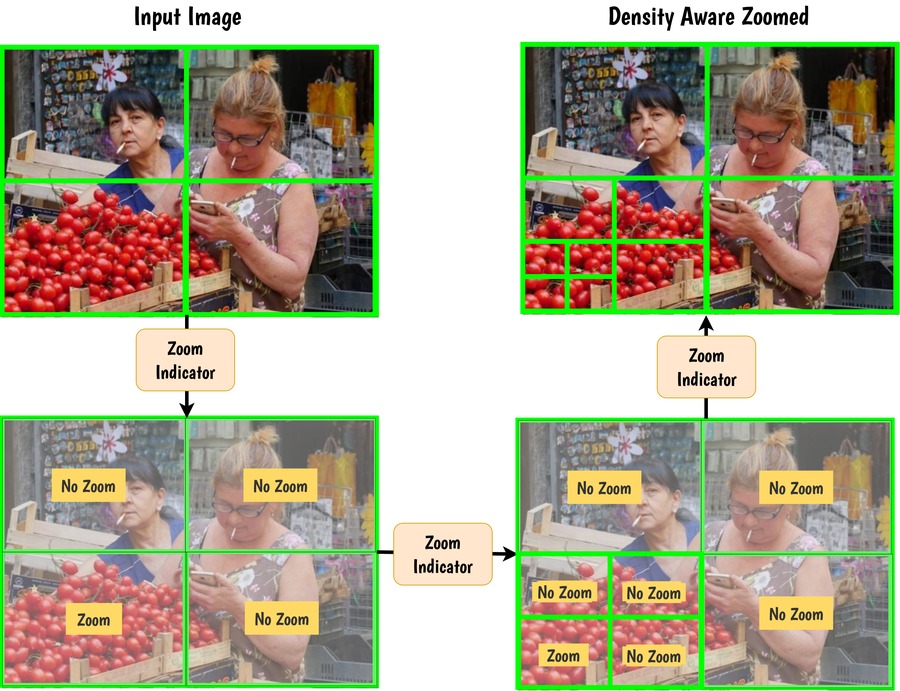 Density-aware adaptive zooming module